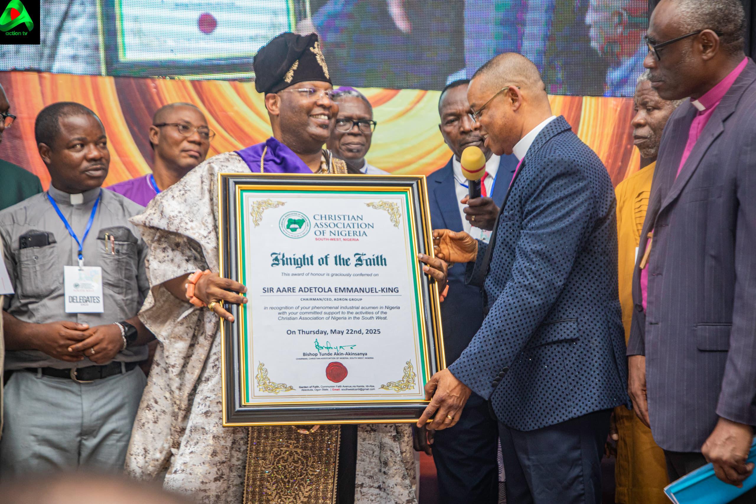 Aare Adetola Emmanuelking Honoured with CAN South West’s First-Ever “Knight of Faith” Title