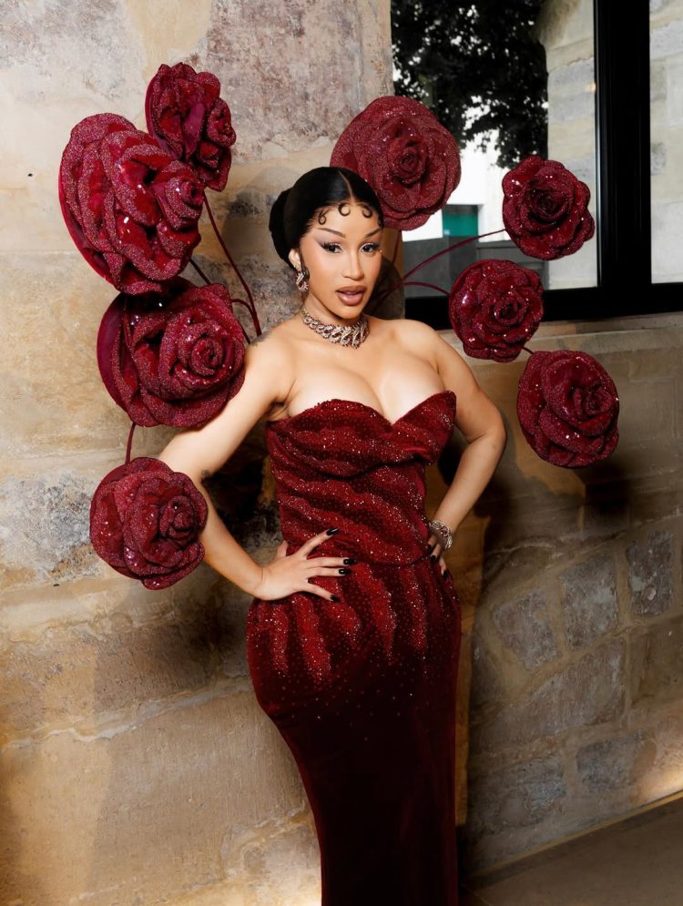 Cardi B Stuns in Striking Red Rahul Mishra Gown at Paris Haute Couture Week