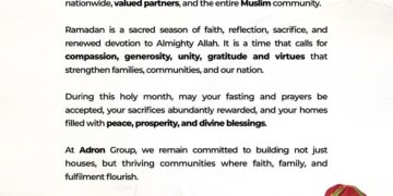 Ramadan: Adron Homes Felicitates Muslims, Preaches Hope and Unity