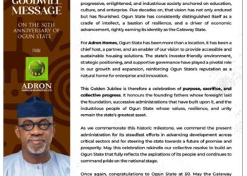 Adron Group Congratulates Ogun State At 50, Salutes Legacy of Progress